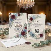 Elegant Rose Modern QR Code Wedding Kaart