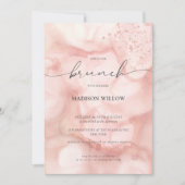 Elegant Rosé Pink Brunch Bridal Shower Invitation Kaart (Voorkant)