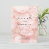 Elegant Rosé Pink Brunch Bridal Shower Invitation Kaart (Staand voorkant)