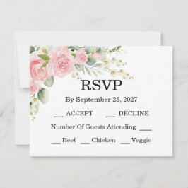 Elegant Rose Pink Wedding  RSVP Kaartje