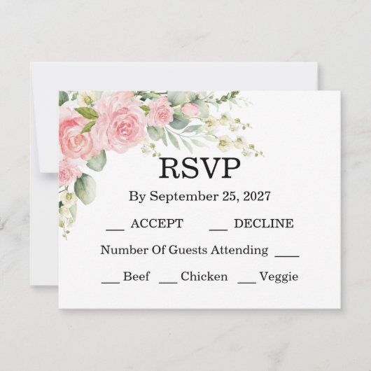 Elegant Rose Pink Wedding RSVP Kaartje (Voorkant)