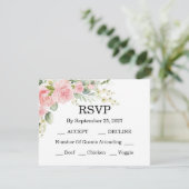 Elegant Rose Pink Wedding RSVP Kaartje (Staand voorkant)