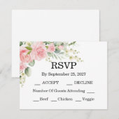 Elegant Rose Pink Wedding RSVP Kaartje (Voorkant / Achterkant)