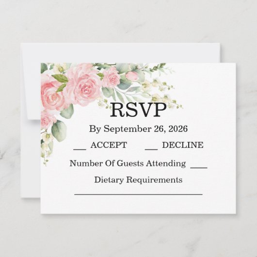 Elegant Rose Pink Wedding  RSVP Kaartje (Voorkant)