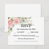 Elegant Rose Pink Wedding  RSVP Kaartje (Voorkant / Achterkant)