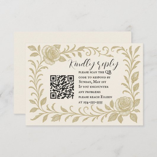 Elegant Rose QR Code RSVP Card (Voorkant / Achterkant)