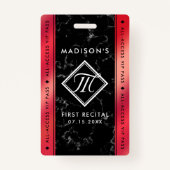 Elegant Rosé Red Folie Black Marble VIP Event Badge (Voorkant)