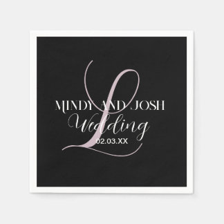 Elegant Rose Script Initiaal Trouw Favor  Servet