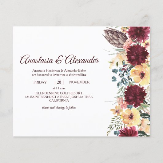 Elegant RoseBudget Uitnodiging tot bruiloft. Flyer (Voorkant)