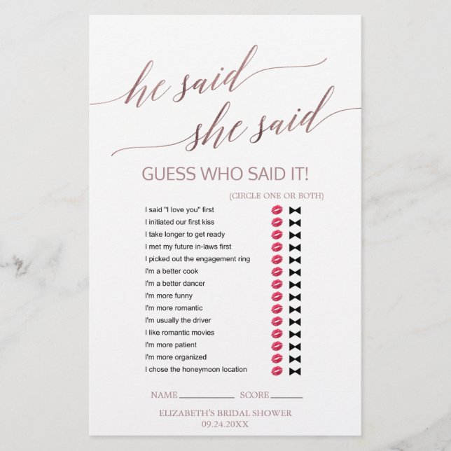 Elegant RoseGold Calligrafie zei dat ze Game zei (Voorkant)