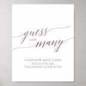Elegant RoseGold Calligraphy raden hoeveel Kisses  Poster (Voorkant)
