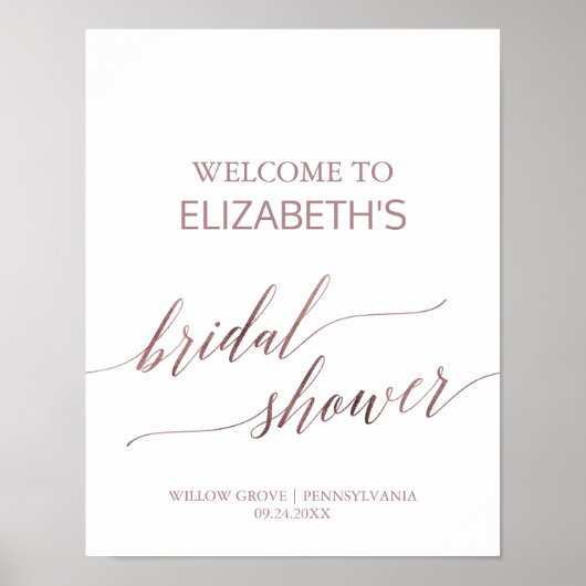 Elegant RoseGold Calligraphy Vrijgezellenfeest Wel Poster (Voorkant)