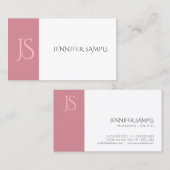 Elegant Rosegold Modern Monogram Minimalist Visitekaartje (Voorkant / Achterkant)