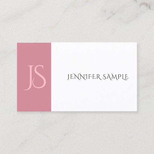 Elegant Rosegold Modern Monogram Minimalist Visitekaartje (Voorkant)