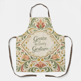 Elegant Rosemaling Floral Pattern with Quote Schort