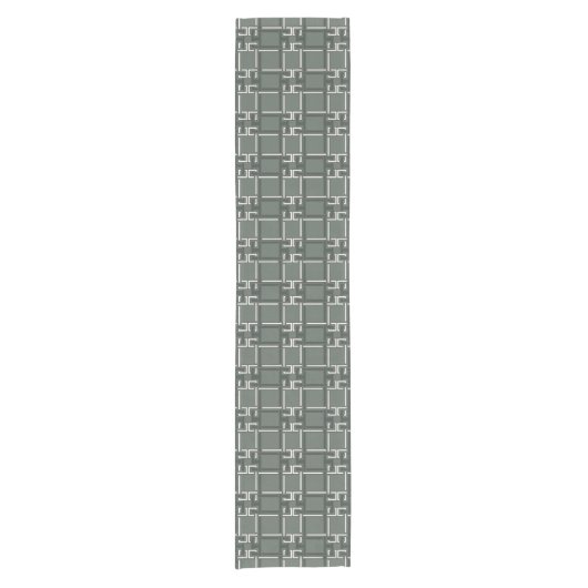 Elegant Rosemary Sage Greek Key Pattern Korte Tafelloper (Voorkant)