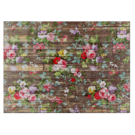  Elegant Roses Brown Wood Foto Snijplank