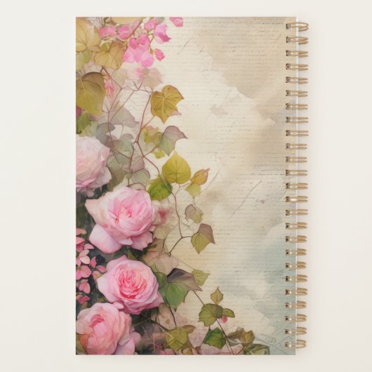 Elegant Roses Floral Planner – Romantic Botanical (Achterkant)