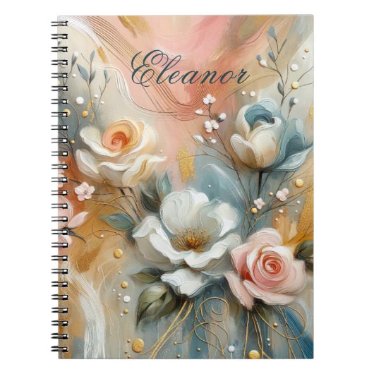 Elegant Roses in pale hues Personalized Notitieboek (Voorkant)