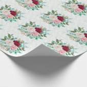 Elegant Roses & Mint  Cadeaupapier (Hoek)