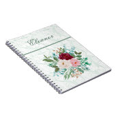 Elegant Roses & Mint Personalized Notitieboek (Rechterzijde)