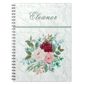 Elegant Roses & Mint Personalized Notitieboek (Voorkant)