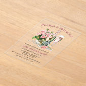 Elegant Roses, Pearls and Prosecco Bridal Shower  Acryl Uitnodigingen (Laagn)