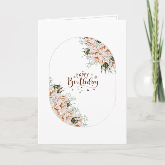 Elegant Roses Watercolor Floral  Birthday Card  Kaart (Voorkant)
