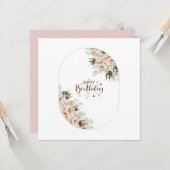 Elegant Roses Watercolor Floral Birthday Card Kaart (Voorkant / Achterkant in situ)
