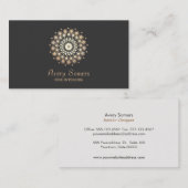 Elegant Rosette Bloemen Motief Interieur Ontwerper Visitekaartje (Voorkant / Achterkant)