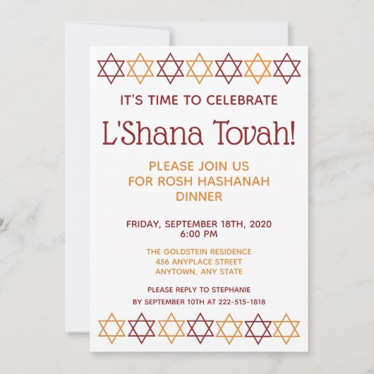 Elegant Rosh Hashanah Red en Gold Star van David Kaart (Voorkant)