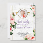 Elegant Rosy Blush Floral First Community Kaart (Voorkant)