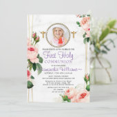 Elegant Rosy Blush Floral First Community Kaart (Staand voorkant)