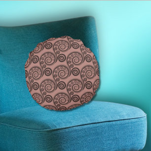 Elegant Rosy-Brown Fern Leaf Round Pillow Rond Kussen