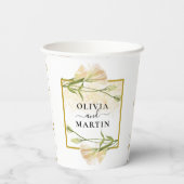 Elegant Rosy Floral Wedding Paper Cup Papieren Bekers (Achterkant)