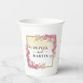 Elegant Rosy Floral Wedding Paper Cup Papieren Bekers (Voorkant)