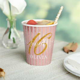 Elegant Rosy Modern Sweet 16-papierbekertjes Papieren Bekers