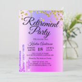 Elegant Rosy Sparkly Glitter Retirement Party Inv Kaart (Staand voorkant)