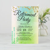 Elegant Rosy Sparkly Glitter Retirement Party Inv Kaart (Staand voorkant)
