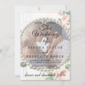 Elegant Rosy Vellum Overlay Wedding Invitation Kaart (Voorkant)