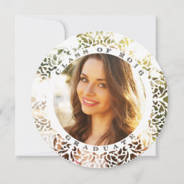 Elegant Round Border Border Photo Afstuderen Invit Kaart