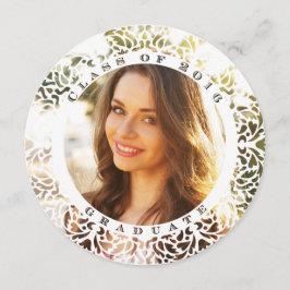 Elegant Round Border Border Photo Afstuderen Invit Kaart