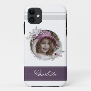 Elegant Round Flower Afbeelding Lijst Burgundy Fot Case-Mate iPhone Case