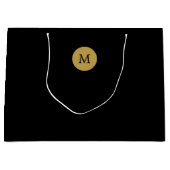 Elegant Round Monogram Black Gold Large Gift Bag Groot Cadeauzakje (Voorkant)