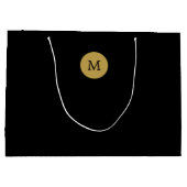 Elegant Round Monogram Black Gold Large Gift Bag Groot Cadeauzakje (Achterkant)