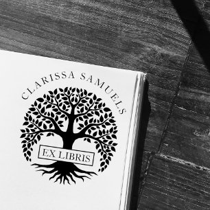 Elegant Round Tree Aangepaste naam Ex libris Rubberstempel