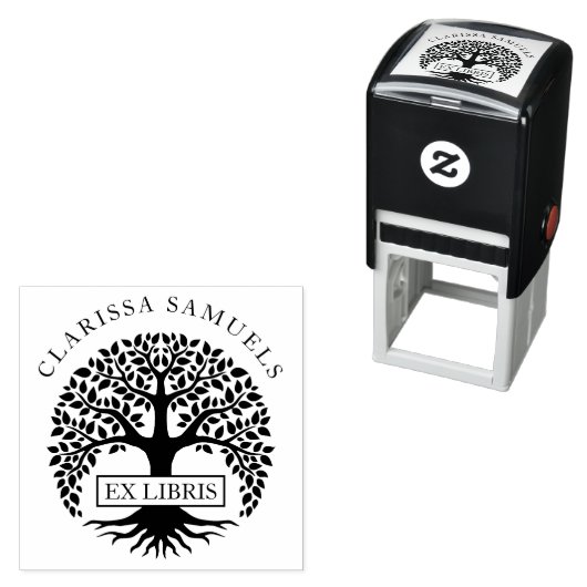 Elegant Round Tree Aangepaste naam Ex libris Zelfinktende Stempel (In situ)