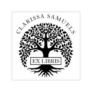 Elegant Round Tree Aangepaste naam Ex libris Zelfinktende Stempel