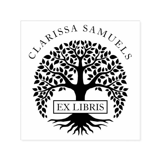 Elegant Round Tree Aangepaste naam Ex libris Zelfinktende Stempel (Design)