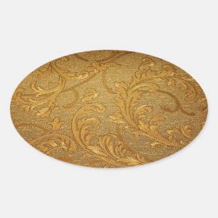 , elegant, roustisch goud, Victoriaans, velvet Ovale Sticker